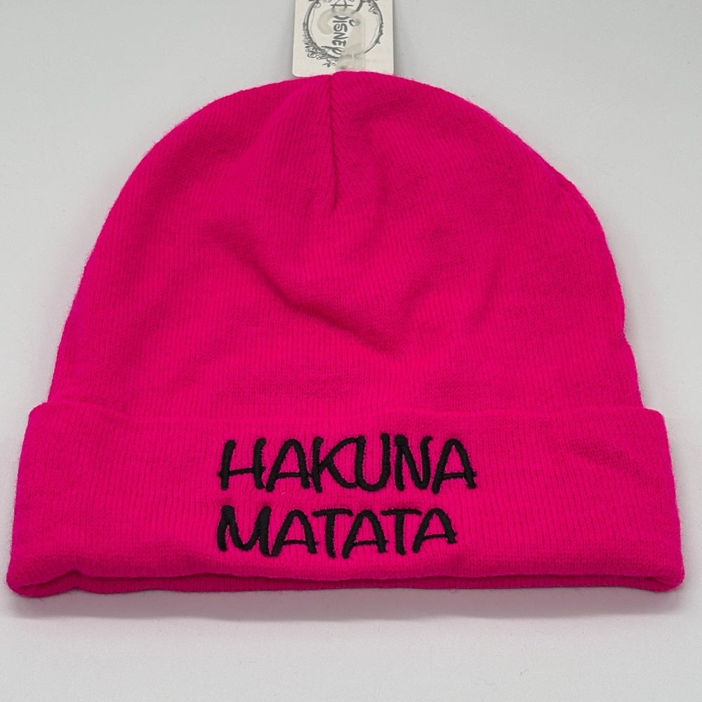 Disney Lion King Pink Hakuna Makata Embroided‎ Cuff Winter Beanie Hat One Size